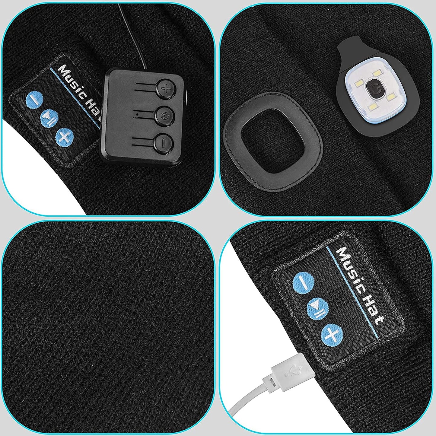 Bluetooth-Mütze mit Licht und kabellosen Kopfhörern