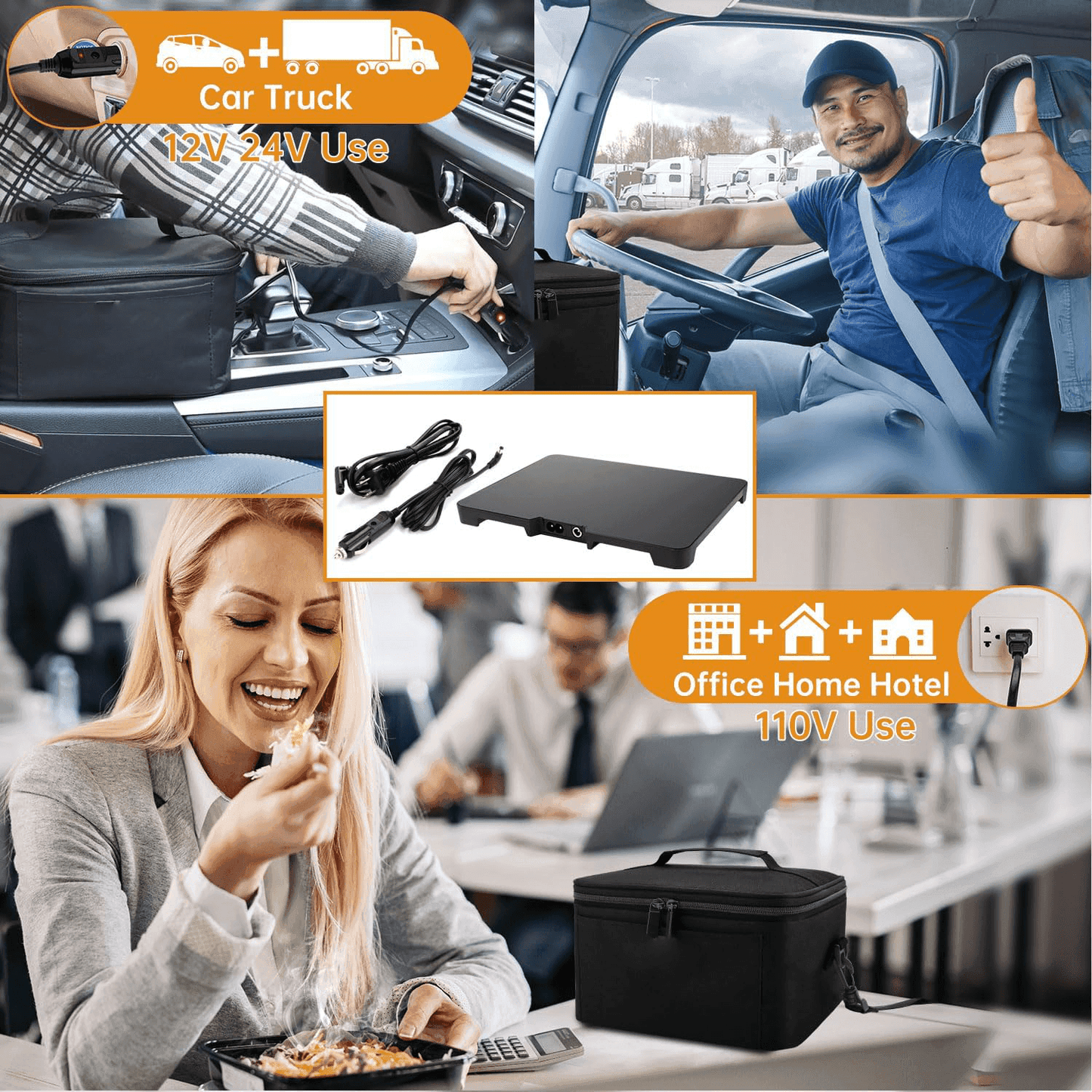 HeatGo Pro – Elektrischer tragbarer Lebensmittelwärmer Lunchbox mit 3-in-1 Anschluss | Brehn