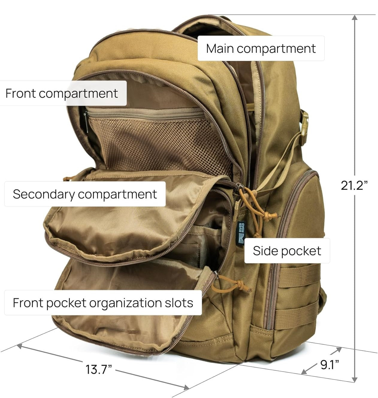Brehn | Taktischer Rucksack 25L - Wasserabweisend - MOLLE-System