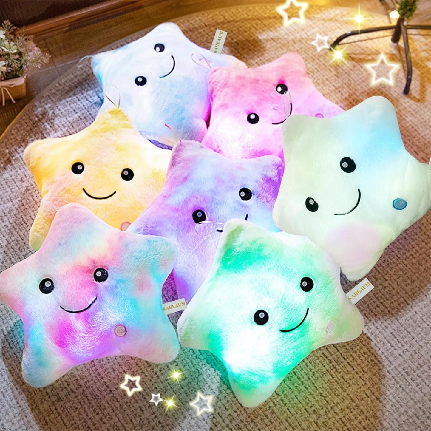 Brehn | Leuchtendes LED-Stern-Kuschelkissen für Kinder