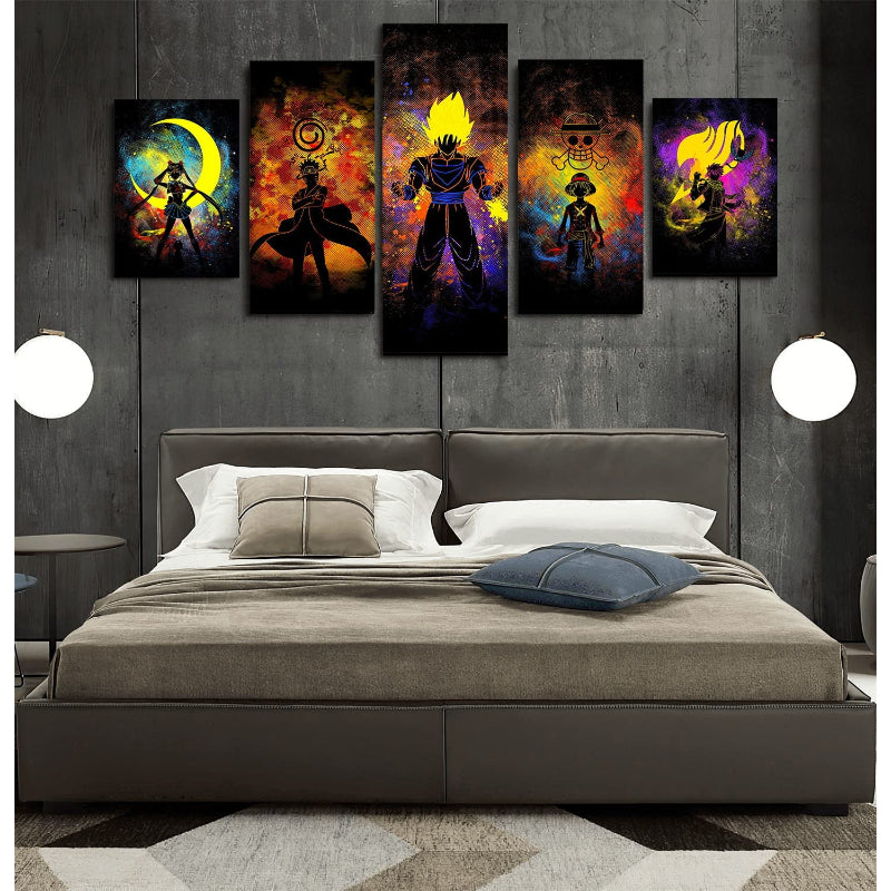 5 Stück Anime Kunst Leinwand Wandkunst Gemälde