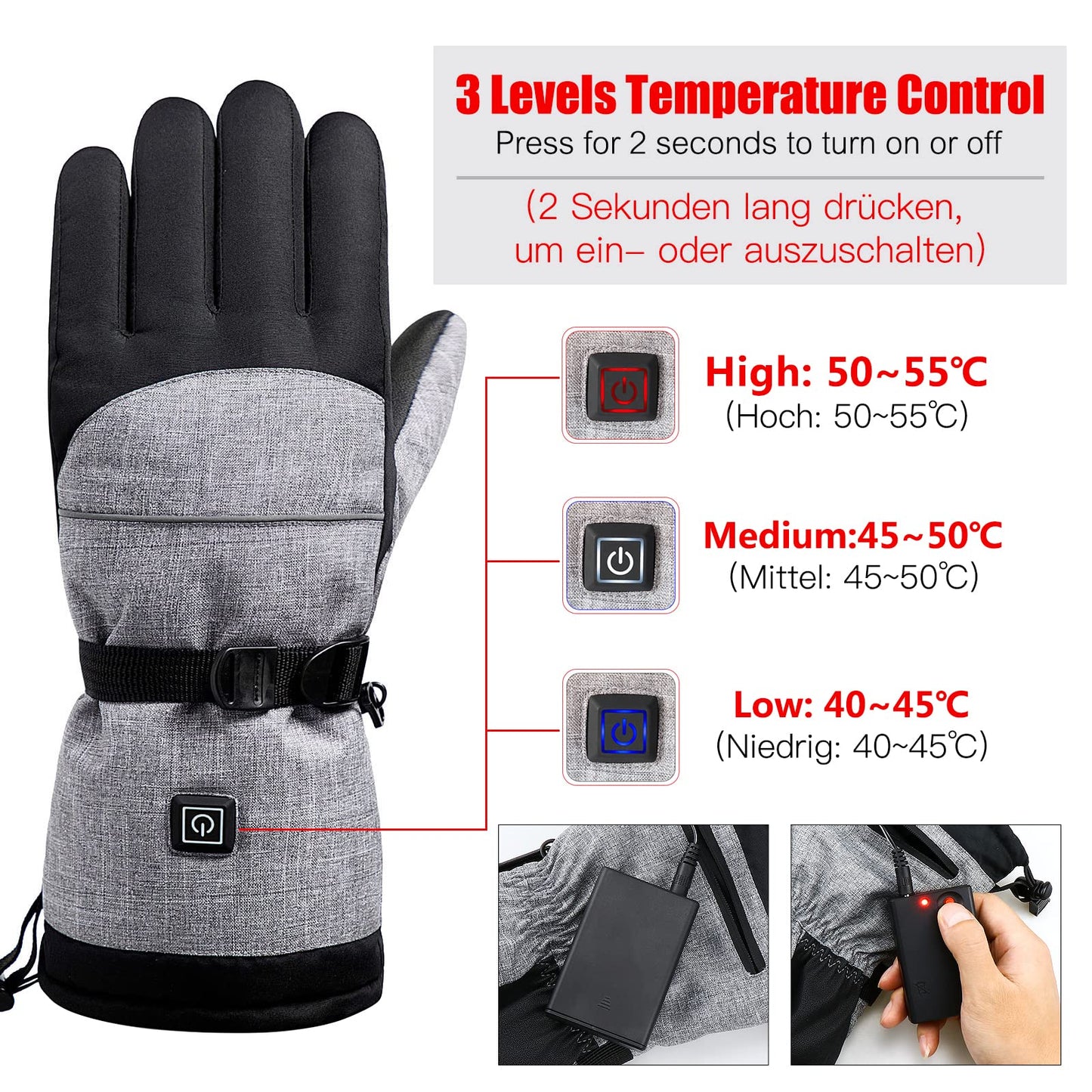 Verstellbare Temp 40-55 °C beheizte Handschuhe | Brehn