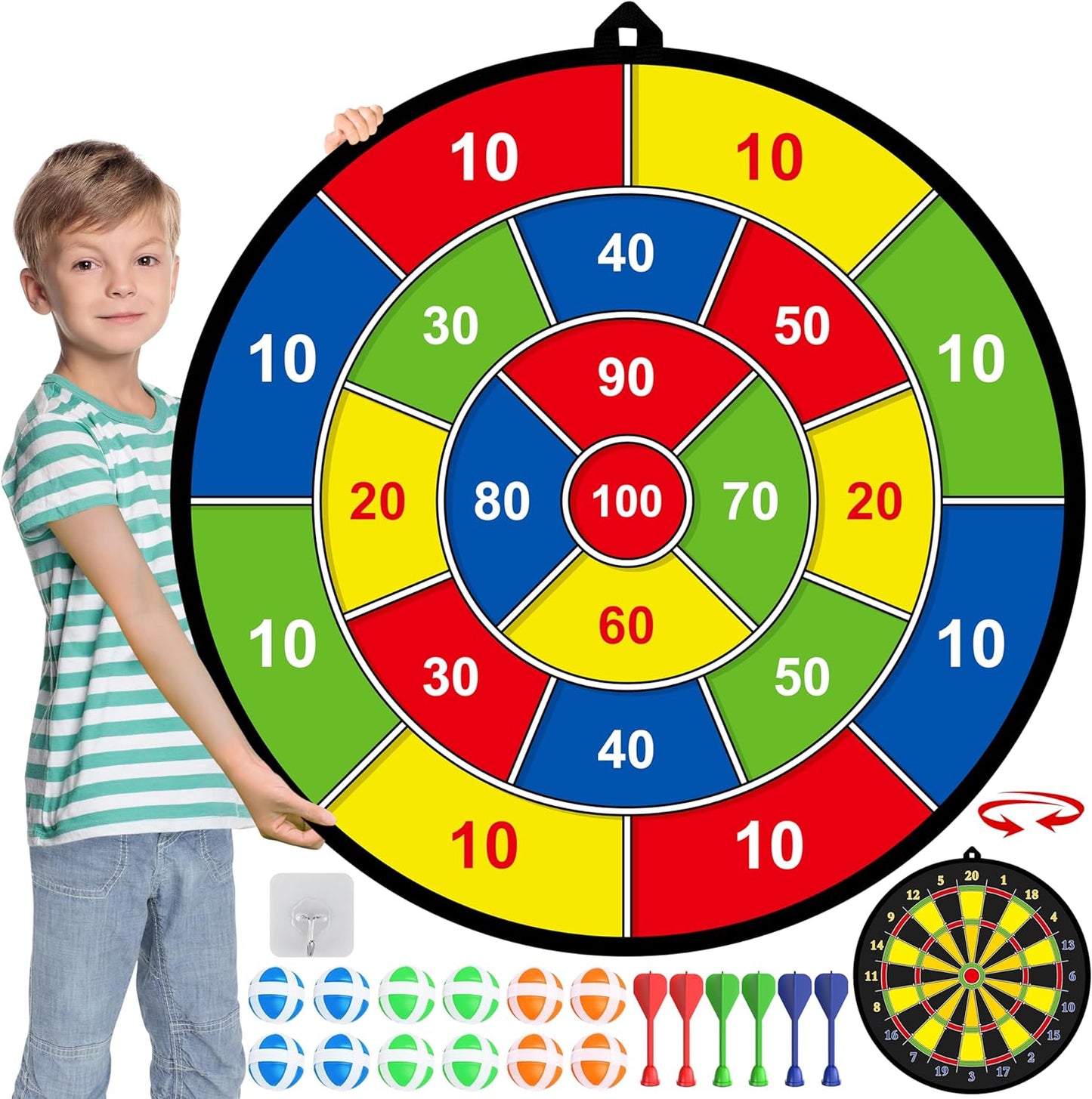 Brehn | Großes doppelseitiges Dartboard für Kinder – Spielen, Lernen und Entspannen