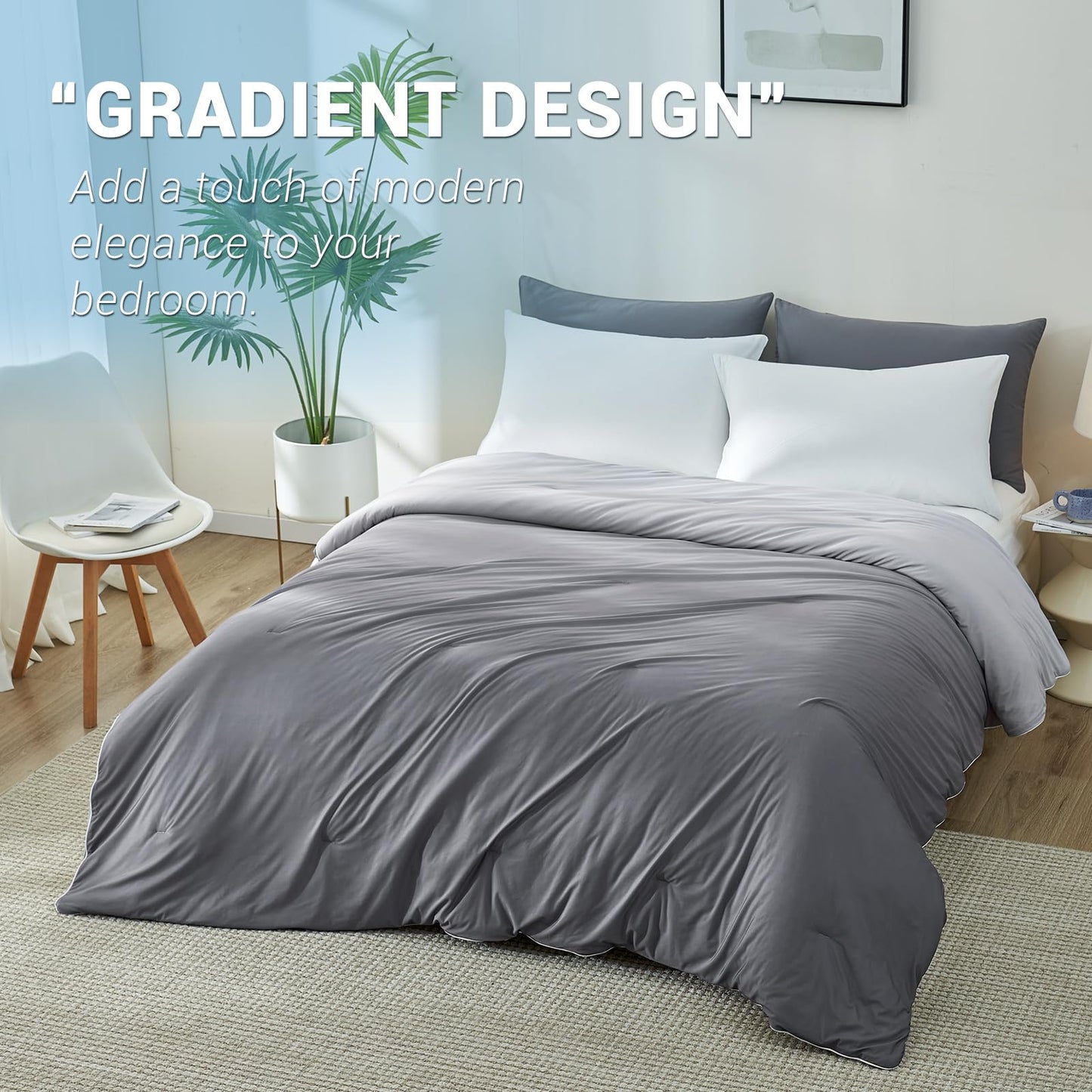 Kühlende Komfortdecke Q-Max > 0,5, Atmungsaktiv & Weich, Gradation Grau | Brehn