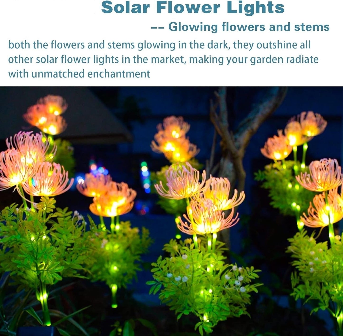 Solarbetriebene Blumenbeleuchtung für den Außenbereich – 2er-Pack LED-Gartenbeleuchtung