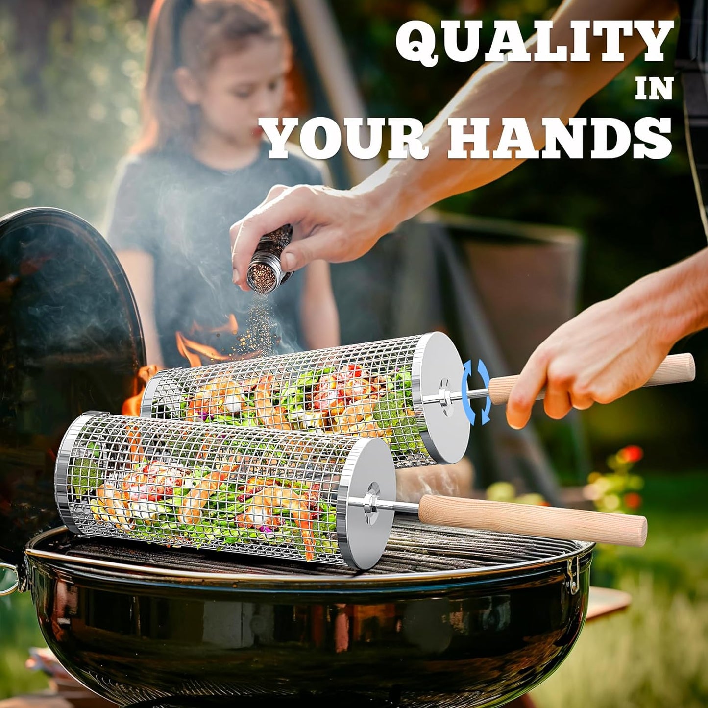 Premium-Grillkörbe | Grillbesteck aus Edelstahl für das Kochen im Freien