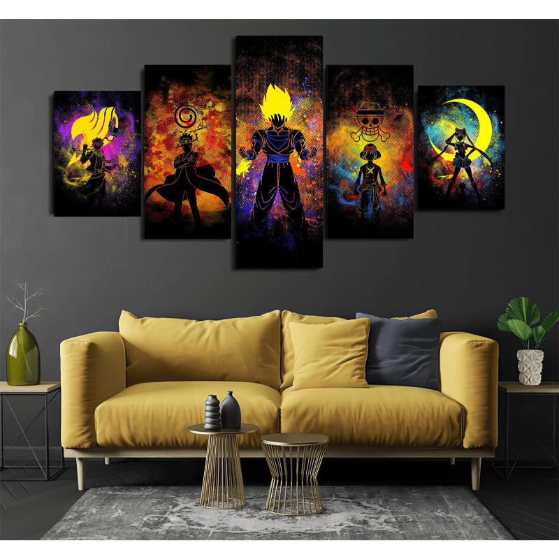 5 Stück Anime Kunst Leinwand Wandkunst Gemälde