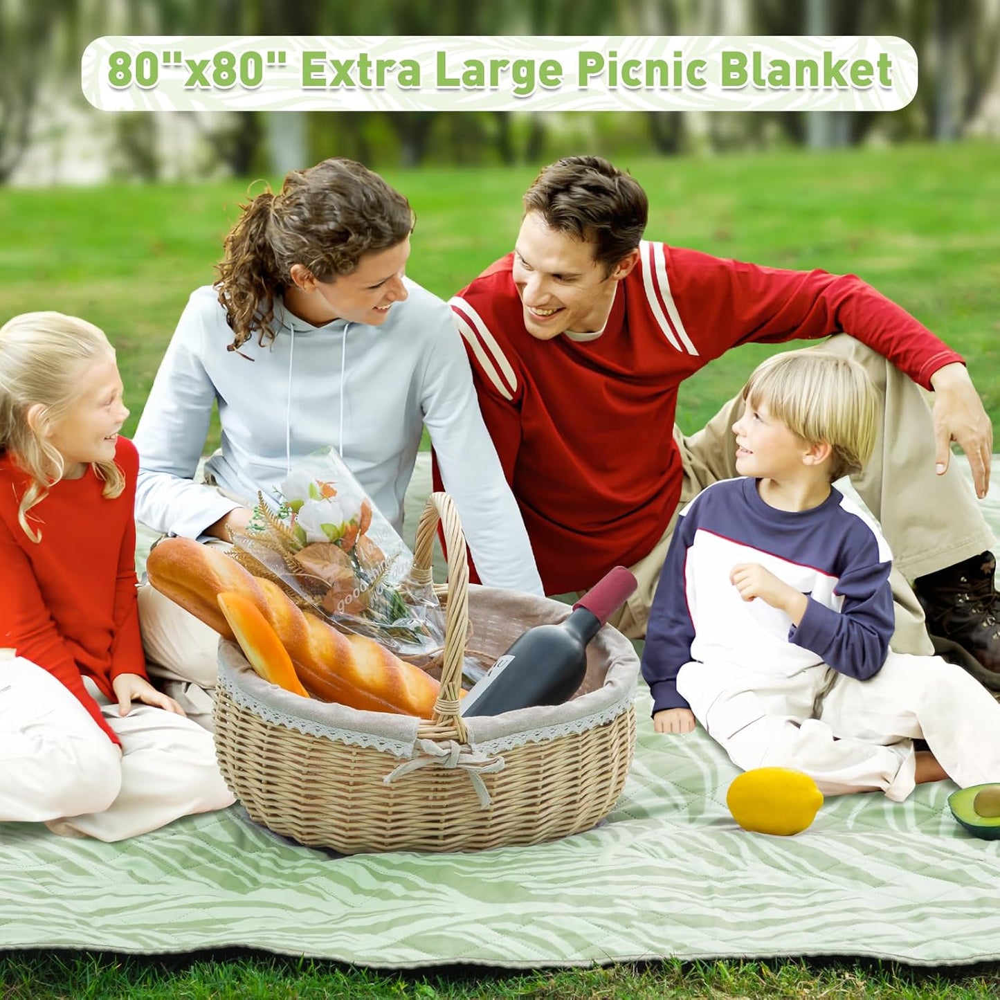Extra große, wasserdichte Picknickdecke 200 × 200 cm mit 3 Lagen – MeadowRest