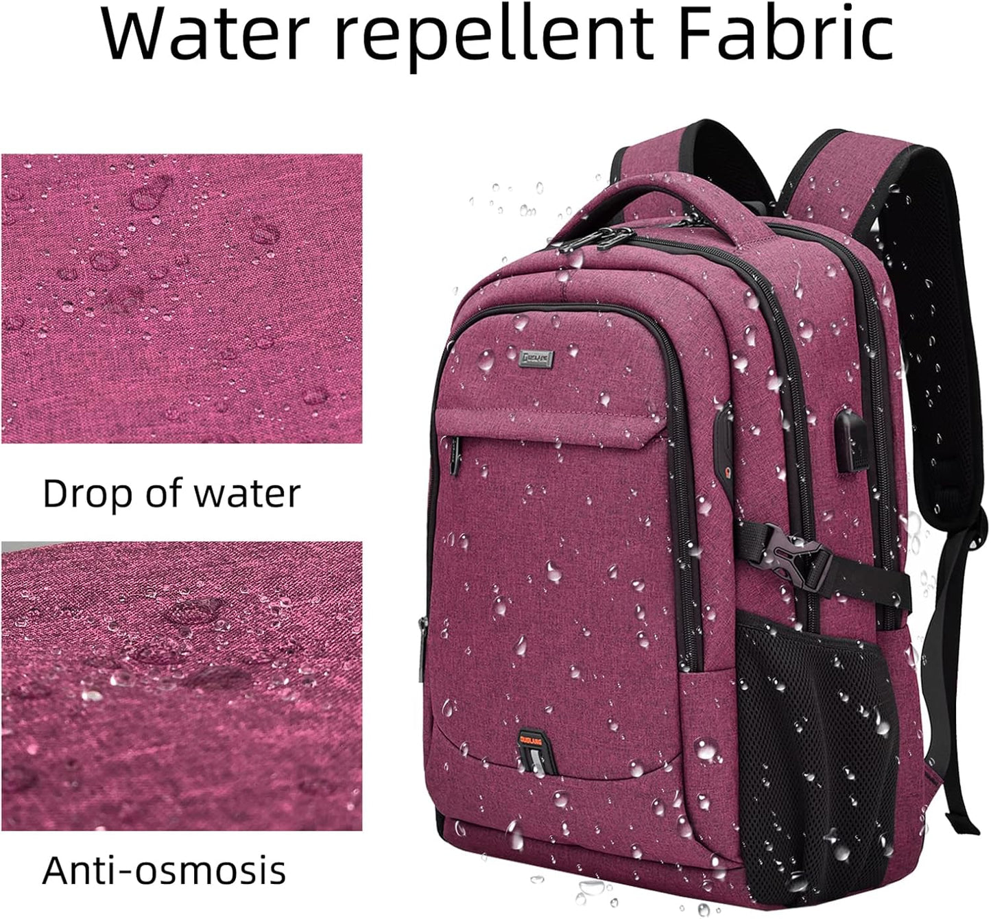 Wasserabweisender Reise-Laptop-Rucksack mit USB-Anschluss & organisierter Aufbewahrung | Brehn