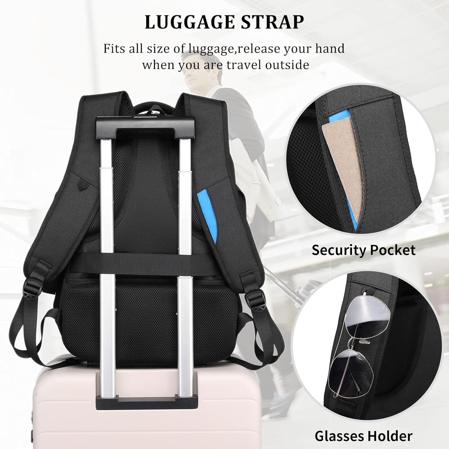Wasserabweisender Reise-Laptop-Rucksack mit USB-Anschluss & organisierter Aufbewahrung | Brehn