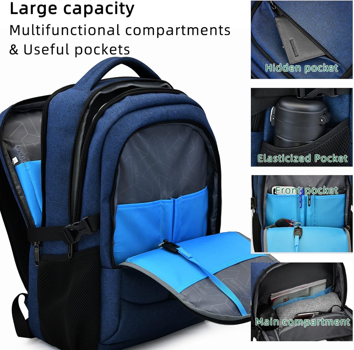 Wasserabweisender Reise-Laptop-Rucksack mit USB-Anschluss & organisierter Aufbewahrung | Brehn