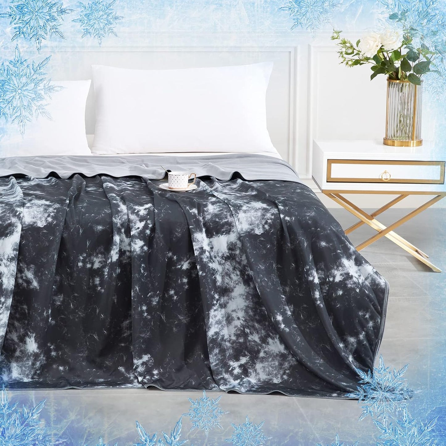 Tie-Dye Kühldecke – Q-Max > 0.5, Beidseitig & Stilvoll Farbe Schwarz | Brehn
