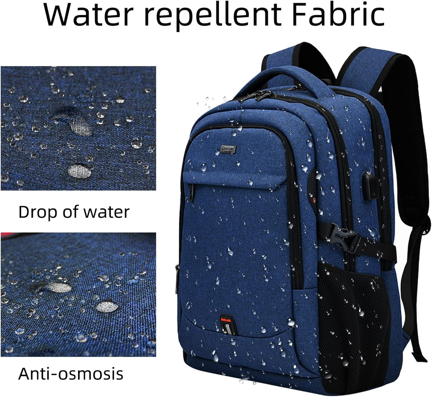 Wasserabweisender Reise-Laptop-Rucksack mit USB-Anschluss & organisierter Aufbewahrung | Brehn