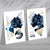 Zeitgenössische Blumen in Blau und Gold, 2er-Set Kunstdrucke