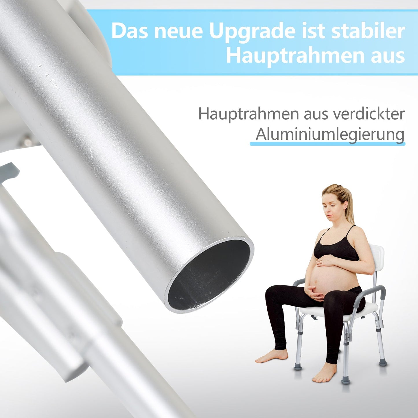 Duschhocker Höhenverstellbar Badhocker mit Rückenlehne | Brehn