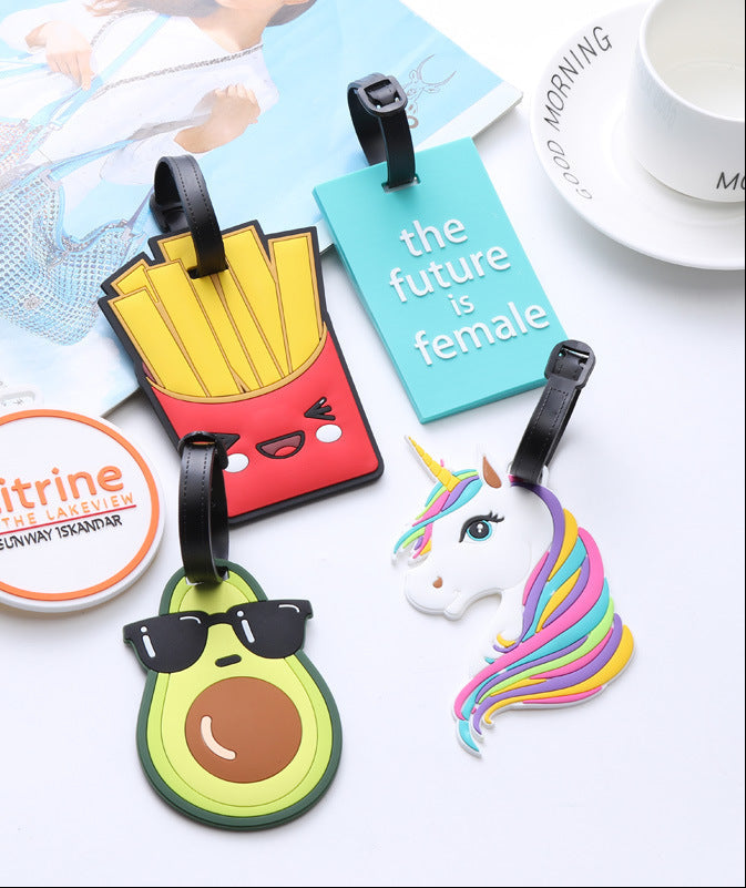 novelty silikon gepäckanhänger set mit cartoon avocado einhorn pommes und motivierenden slogan Brehn