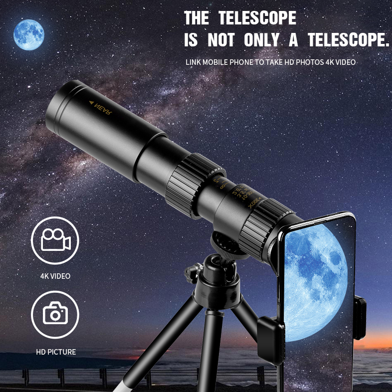 Hochleistungs-Monokular-Teleskop | 10–300-facher Zoom | Nachtsicht | Wasserdicht | Kompatibel mit Smartphone-Adapter