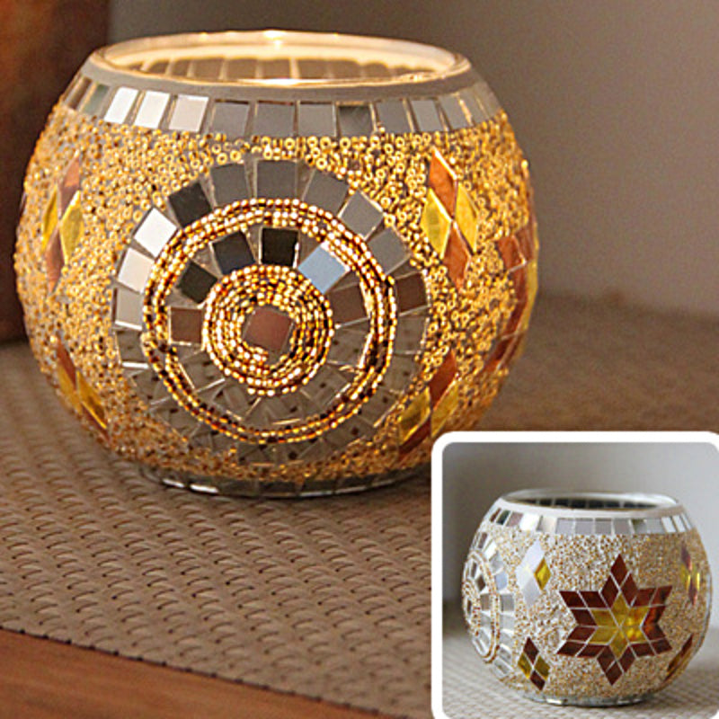 Europäischer Retro Glas Mosaik Teelichthalter