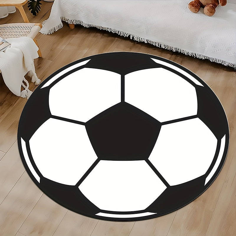 Runder Fußball-Teppich mit rutschfester Unterseite – Sportlicher Teppich für Kinderzimmer & Wohnzimmer | Brehn