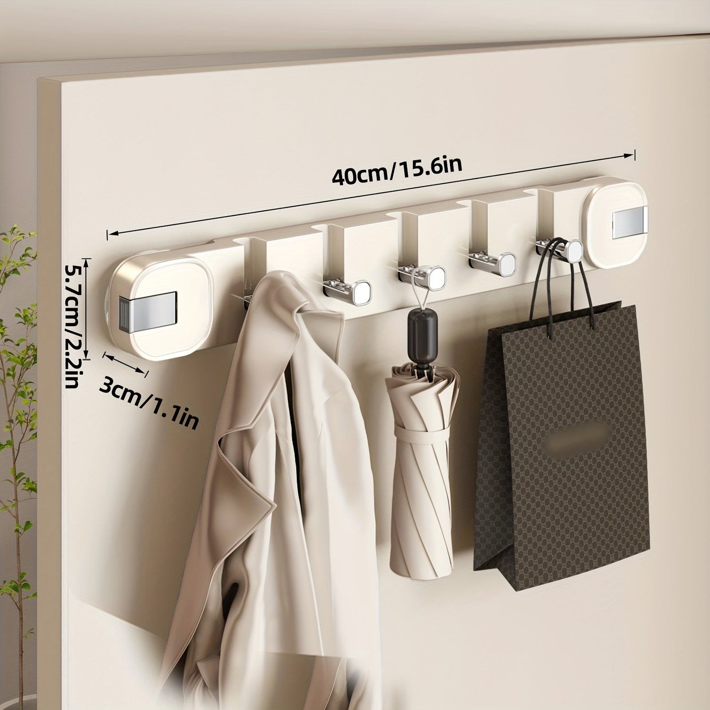 Wandhakenpanel ohne Bohren – OrganizePlus versteckter 5-Haken-Regal | Brehn