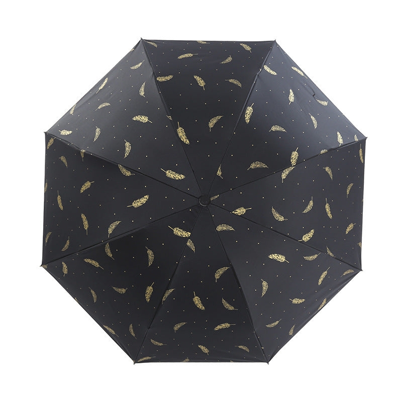 Damen Automatic Falt-Regenschirm mit elegantem Federdesign Brehn