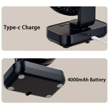 Tragbarer wiederaufladbarer USB-Schreibtischventilator mit 4 Geschwindigkeiten | Brehn