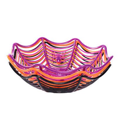 Kunststoff-Deko-Schale in Spinnennetz-Form für Halloween Obst- und Süßigkeitenschale