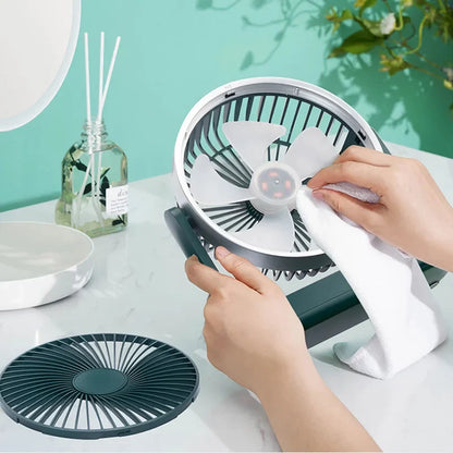 Kompakter wiederaufladbarer USB Tischventilator für Zuhause, Büro und im Freien | Brehn