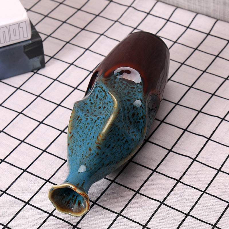 Artisanale Keramische Dekorative Flasche Vase Brehn