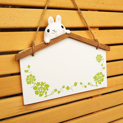Lustiges hängendes Dekoschild mit Hasen- und Vogelmotiv
