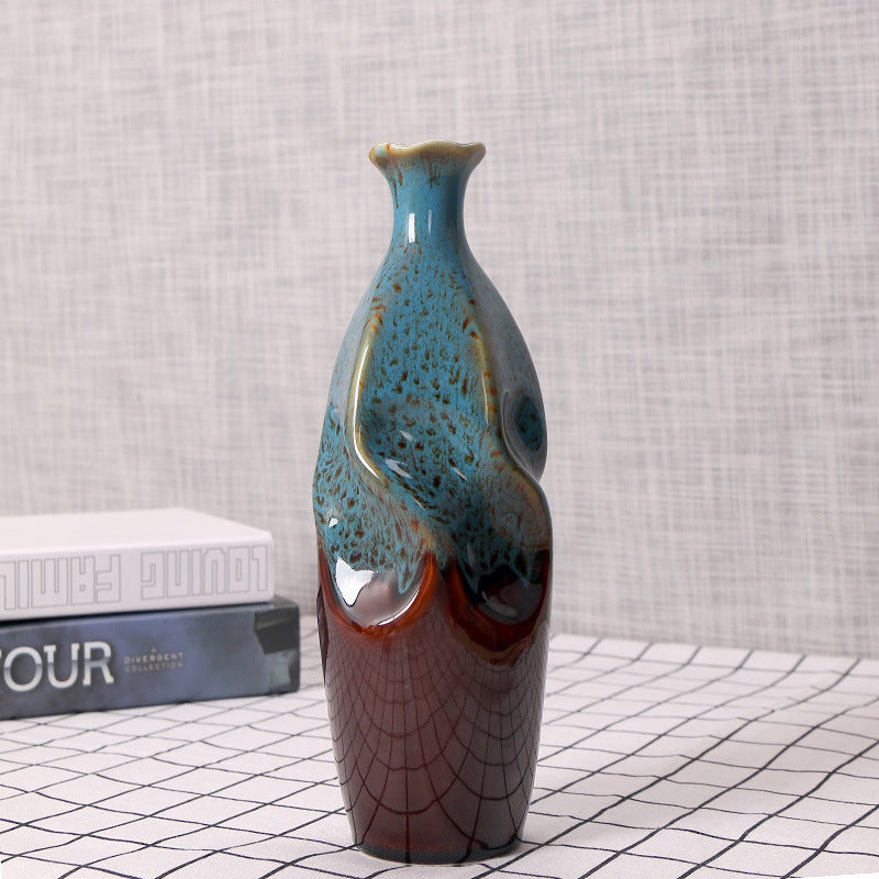 Artisanale Keramische Dekorative Flasche Vase Brehn