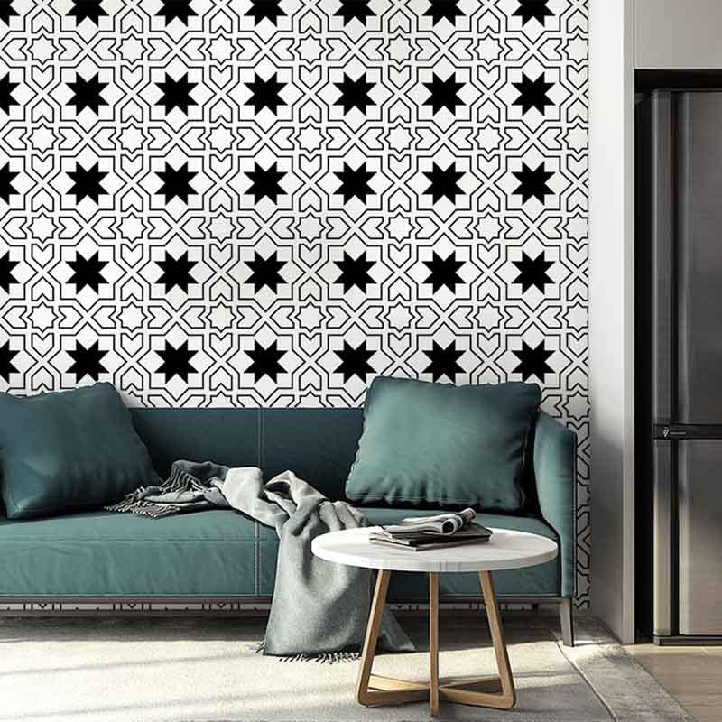 Brehn | Moderne Zwart-witte Behang Vinyl 33 voet x 20,5 inch Eenvoudige en Nordic Niet-gepaste Wandbekleding