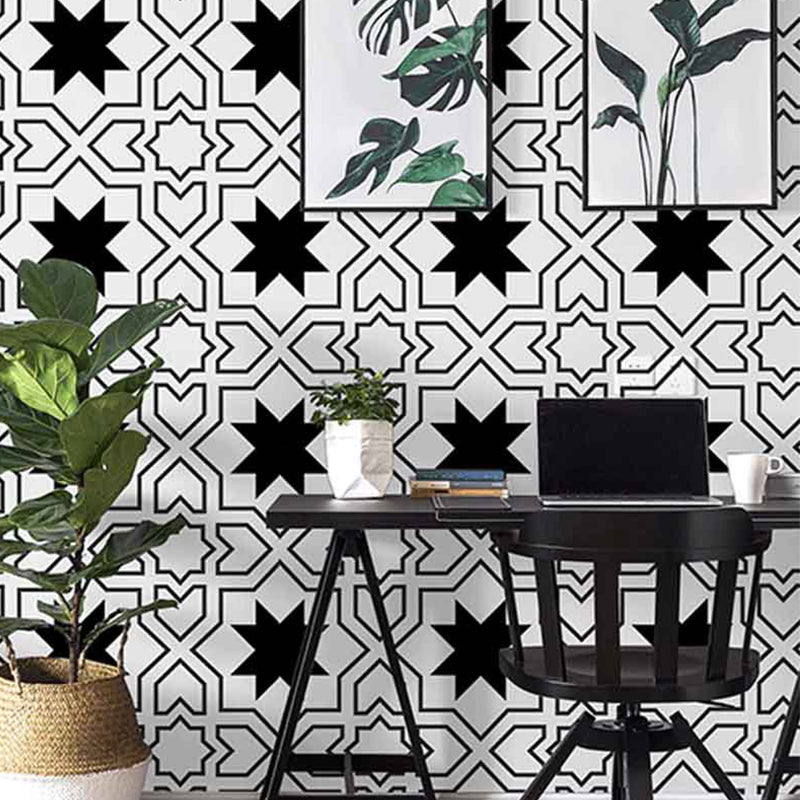 Brehn | Moderne Zwart-witte Behang Vinyl 33 voet x 20,5 inch Eenvoudige en Nordic Niet-gepaste Wandbekleding