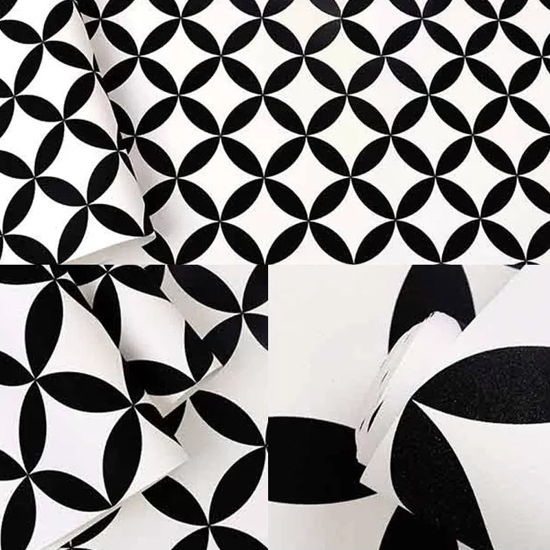 Brehn | Moderne Zwart-witte Behang Vinyl 33 voet x 20,5 inch Eenvoudige en Nordic Niet-gepaste Wandbekleding