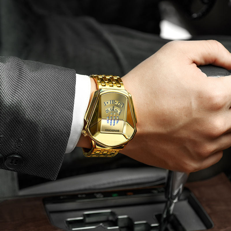 Herren-Quarzuhr im Diamant-Stil