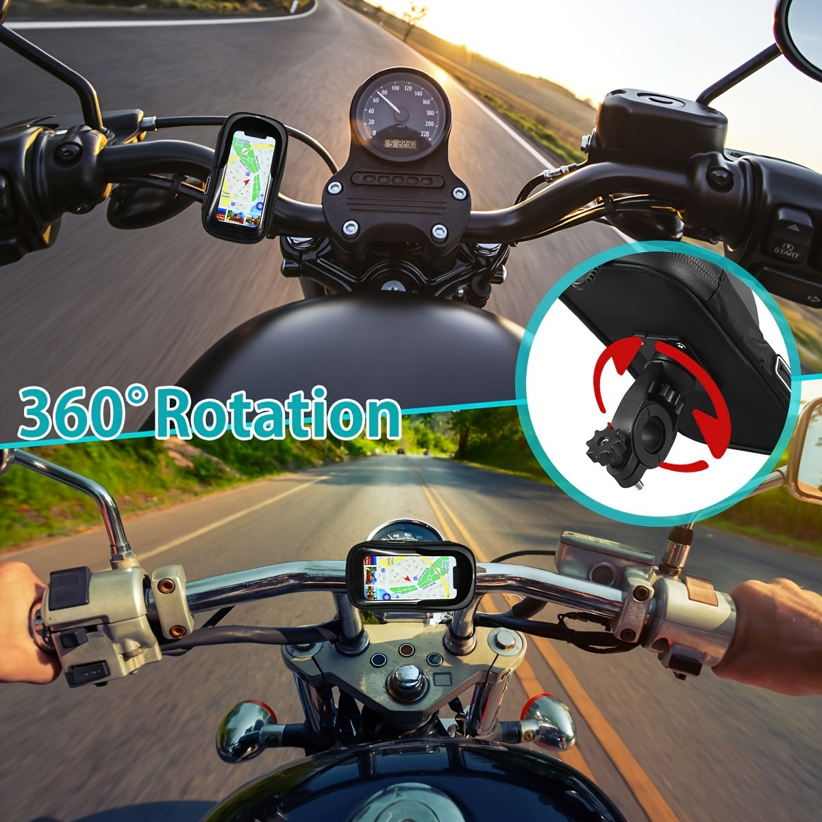 Wasserdichte Handyhalterung für Fahrrad und Motorrad – 360° drehbar und geeignet für 4,5–6,4 Zoll