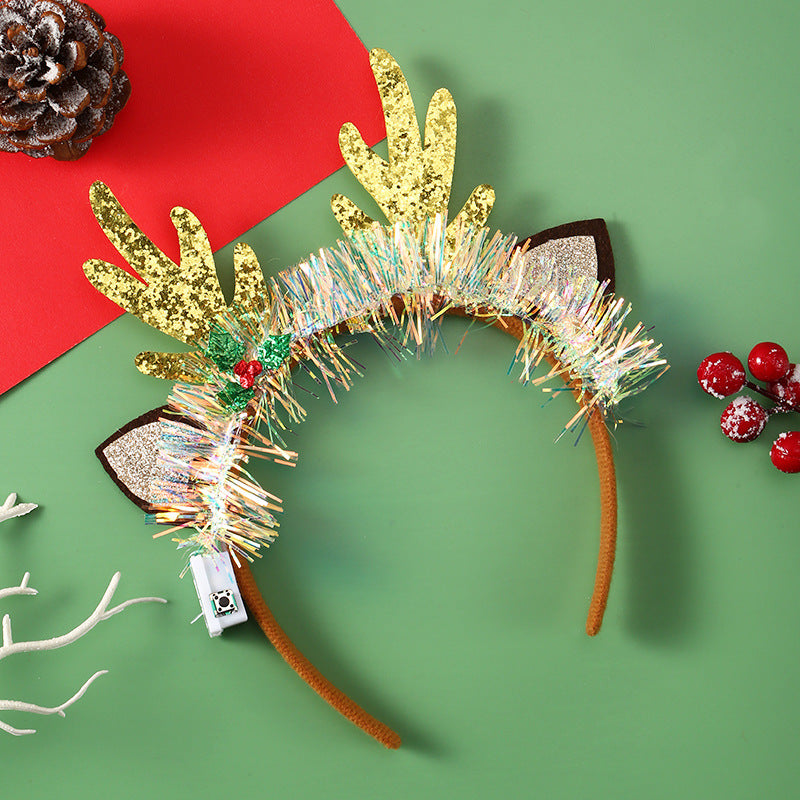 Brehn | IPC Weihnachten Haarband Leuchtendes Stirnband Weihnachtsbaum Schneeflocke Haarband Hirschgeweih Licht Blinkendes Kopfschmuck Frohe Weihnachten Geschenk
