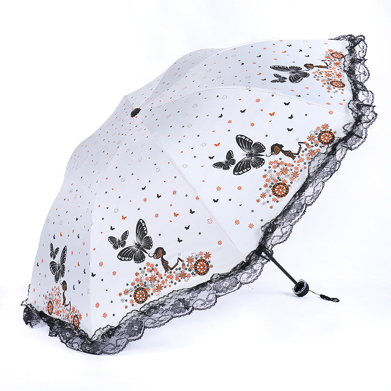 Damen Sonnenschutzschirm mit romantischem Schmetterlingsdesign Brehn