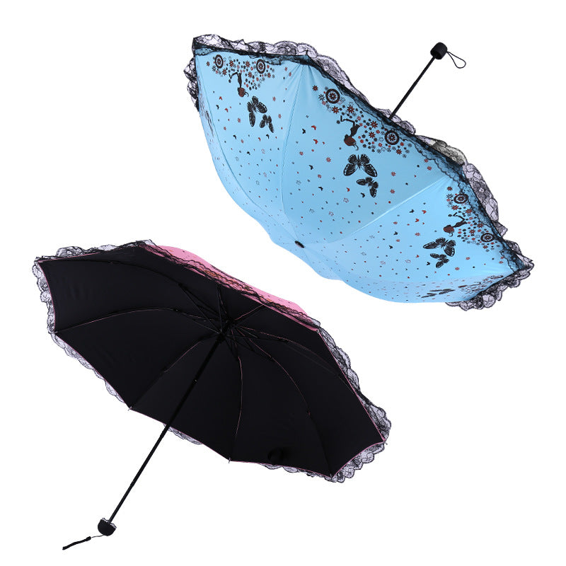 Damen Sonnenschutzschirm mit romantischem Schmetterlingsdesign Brehn
