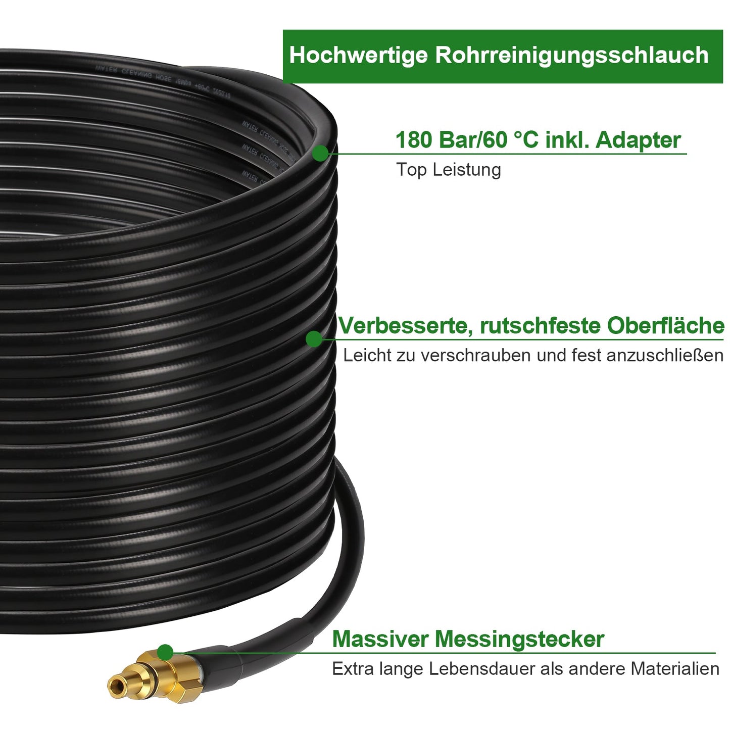 Rohrreinigungsschlauch 10m-30m 180 bar | Brehn