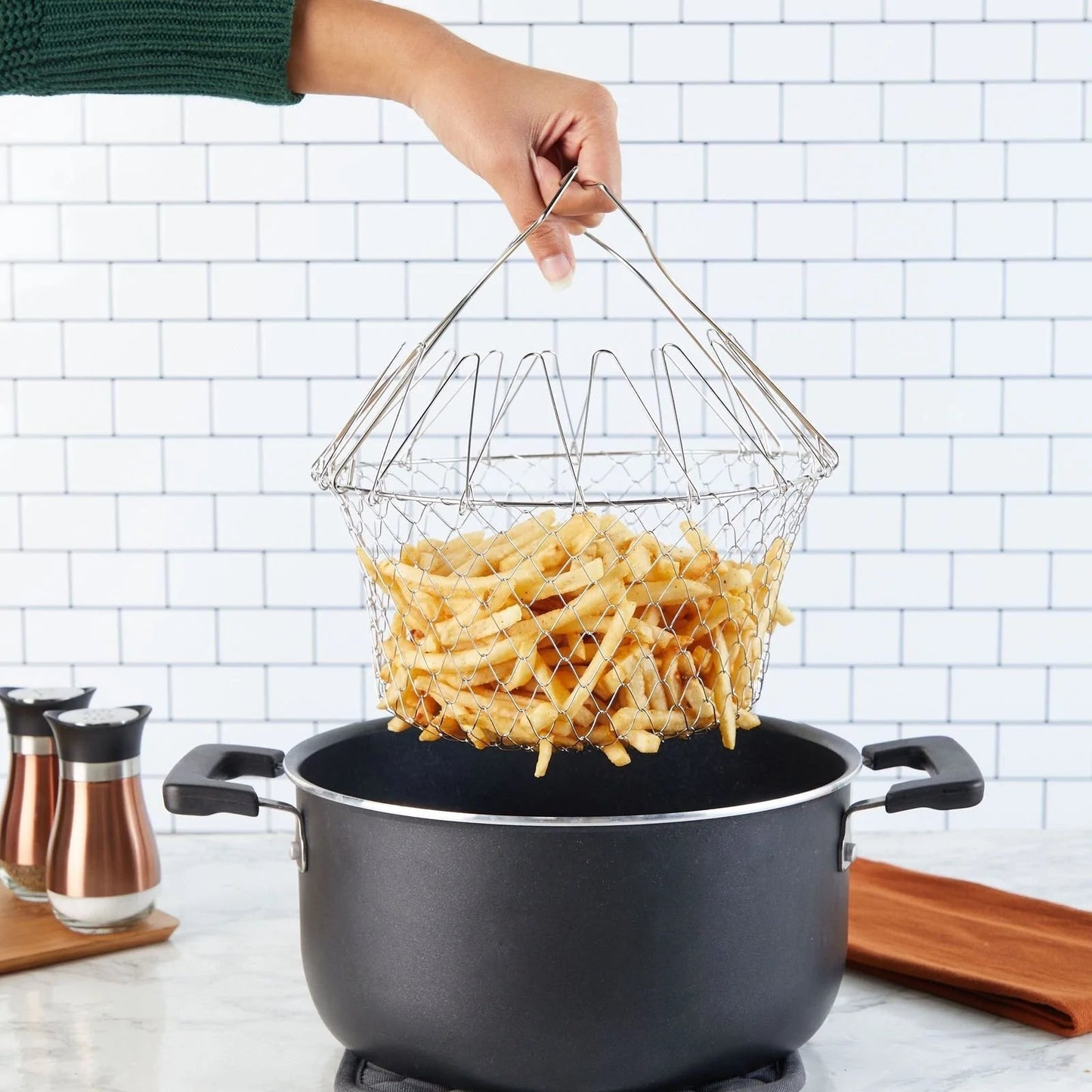 Brehn | GourmetCraft Elite Kochkorb | Vielseitiger Edelstahlkorb für müheloses Kochen und Dämpfen