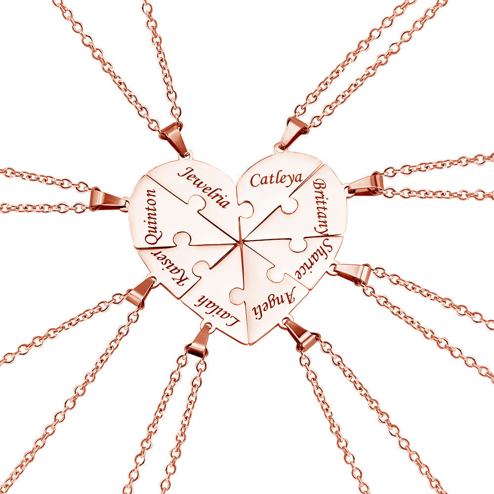 Brehn | Personalisierte Familienherz-Puzzle-Halskette