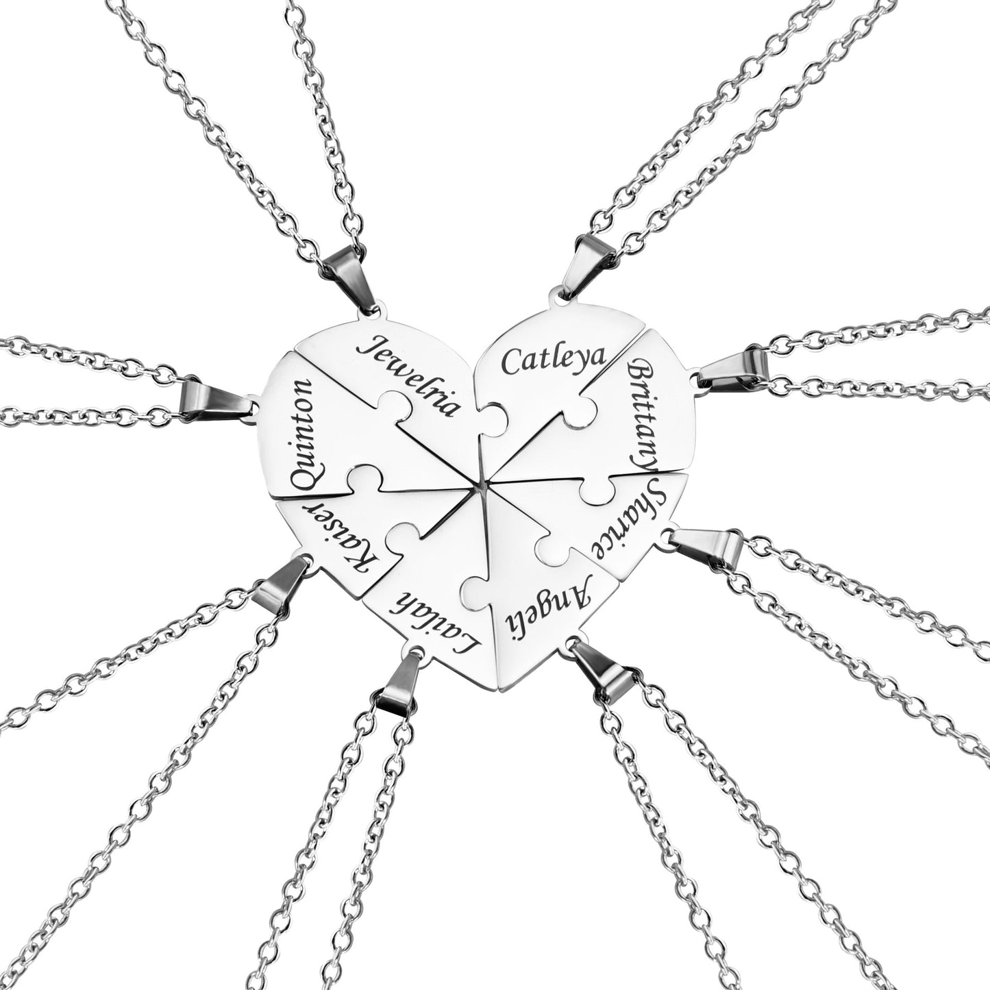 Brehn | Personalisierte Familienherz-Puzzle-Halskette