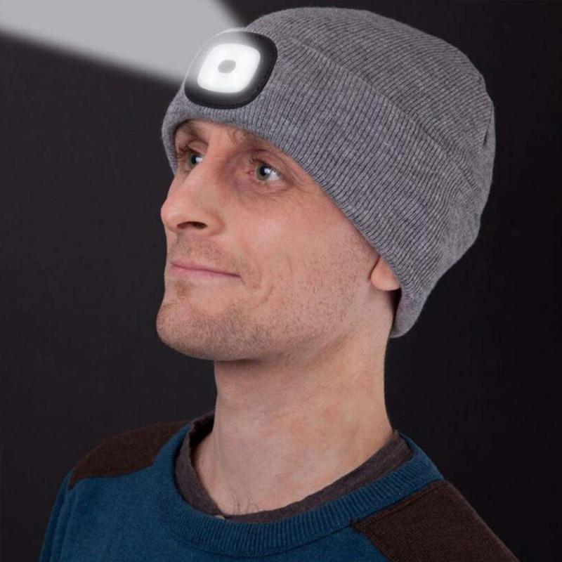Brehn | Abziehbar LED Stirnlampe Beanie Mütze
