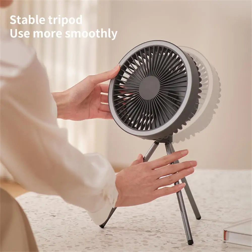 Tragbarer wiederaufladbarer Ventilator mit LED und integriertem Powerbank | Brehn