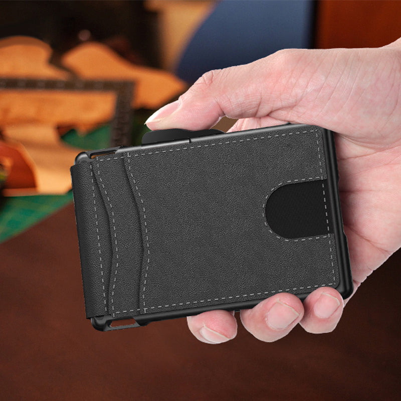 Kartenfächer aus PU-Leder im Business-Stil für Herren mit AirTag-Funktion