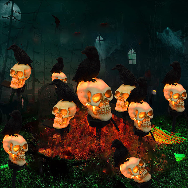 Brehn | Halloween Solar Schädel Krähen Dekorative Lichter