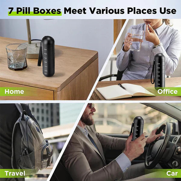 MediSafe Weekbox – Wasserdichter Pillenorganizer aus Aluminium mit 7 Fächern