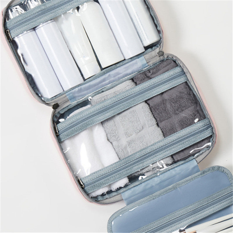 Brehn | Travelique Reise-Kosmetik-Organizer | Kompakt & Wasserabweisend | Mit 4 Fächern & 360° Haken | Für Damen & Herren