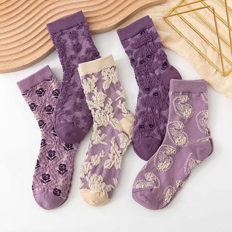 Damen-Baumwollsocken mit Blumenmuster (10 Paar)